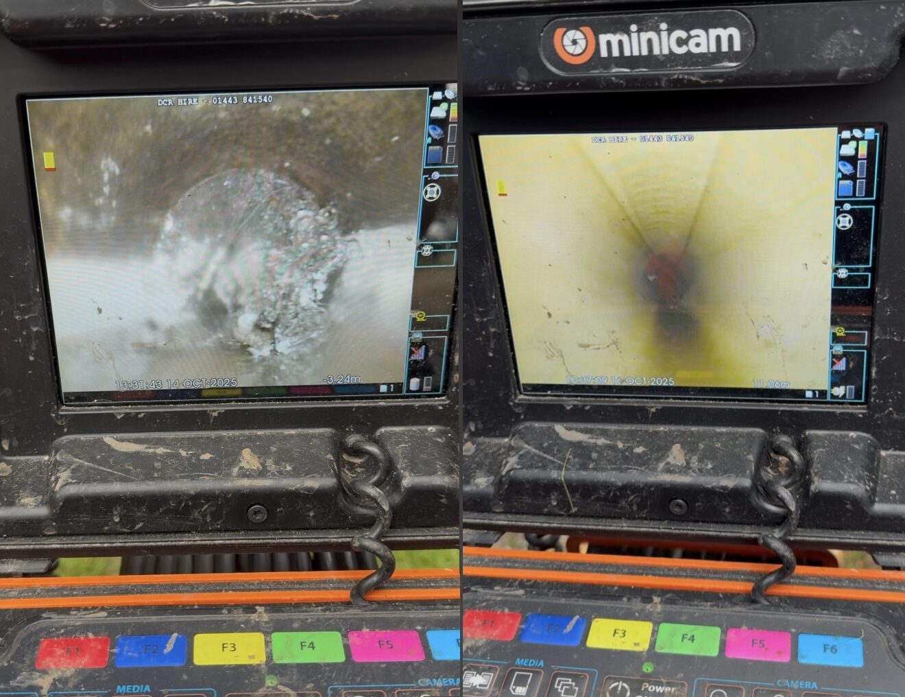 CCTV drainage survey monitor showing live drain inspection footage