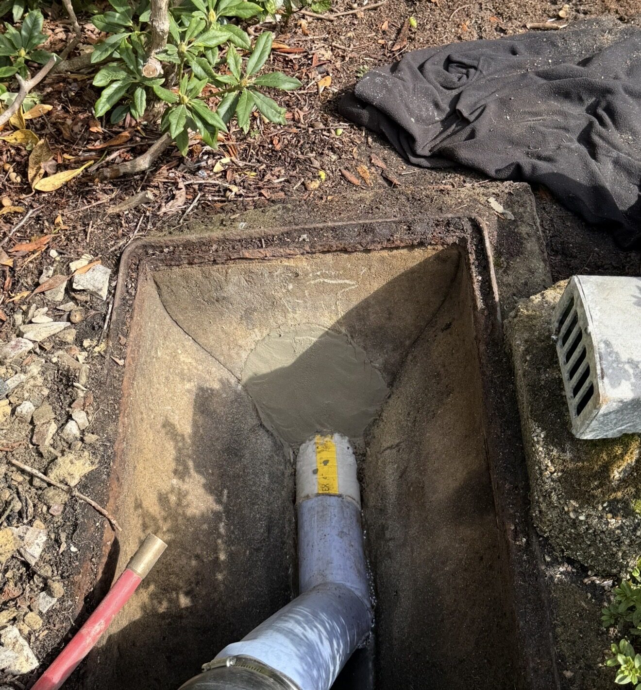 Excavated drain pipe repair completed by BESA Building & Groundworks
